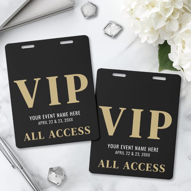 All Access Elegant Black Gold Event VIP Badge (All Access Elegant Black Gold Event VIP Badge)
