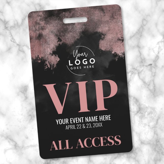 All Access Logo Rose Gold Black VIP Event Badge (All Access Logo Pink Rose Gold Black VIP Badge)