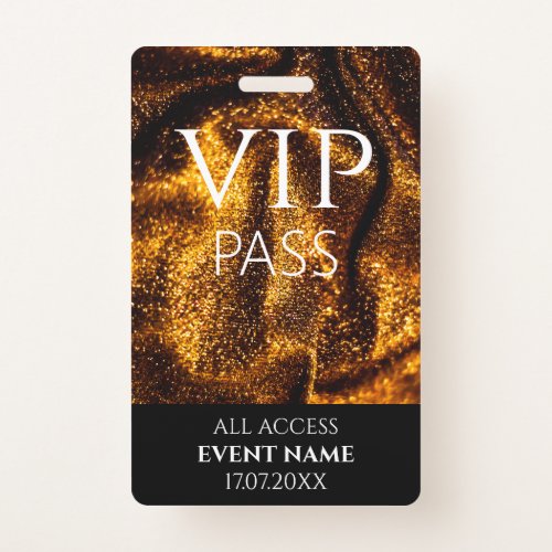 All Access Pass gold vip event id badge
