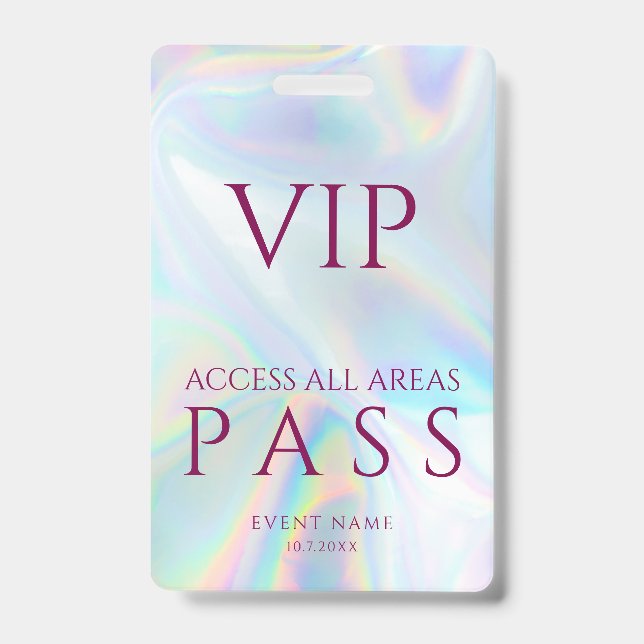 All Access Pass Holographic VIP Festival Custom Badge (Front)