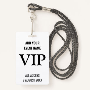 All Access Pass VIP Music Festival Black White Badge