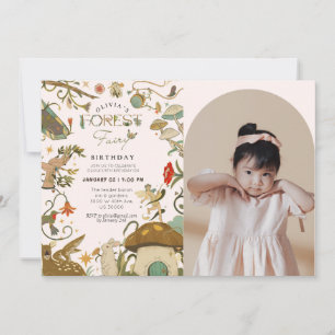 All age Mushroom Forest fairy girl birthday Invitation