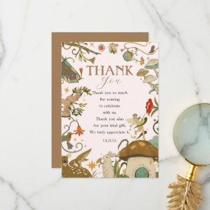 All age Mushroom Forest fairy girl birthday Thank You Card