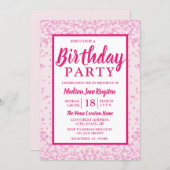 All Ages Pink Glitter Border Girly Birthday Party Invitation | Zazzle