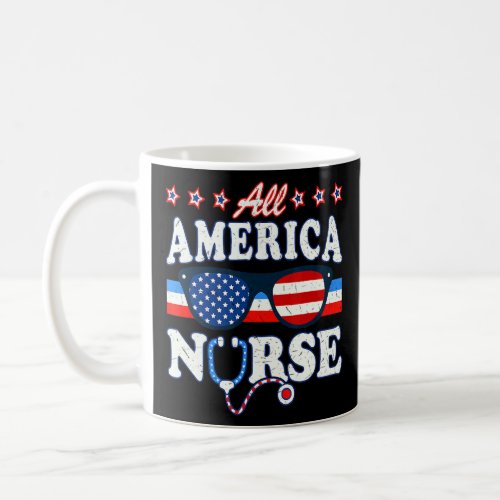 All America Nurse Stethoscope Us Flag Doctor Lpn 4 Coffee Mug
