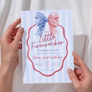 All American 1st Birthday Invite Patriotic 4th of