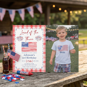 All American 3rd Birthday Photo Invitation