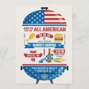 All American 4th Of July Bbq Party Invitation by pj_design at Zazzle