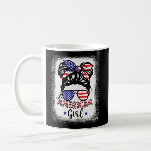 All American 4Th Of July Daughter Messy Bun Usa Coffee Mug
