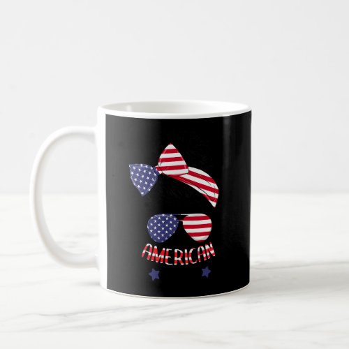 All American 4Th Of July Daughter Messy Bun Usa Coffee Mug