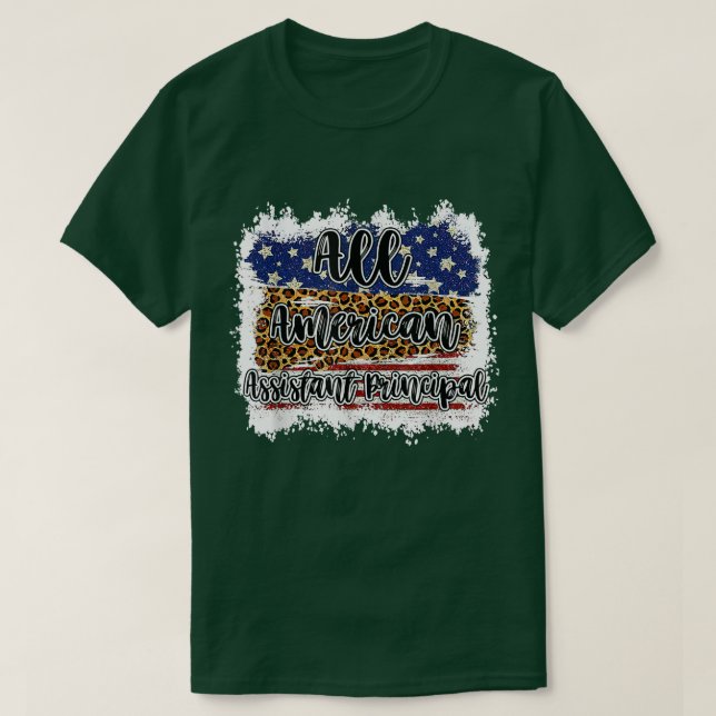 All American Assistant Principal Leopard Matching  T-Shirt (Design Front)