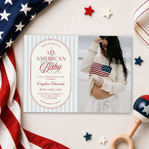 All American Baby 4th of July Baby Shower Photo Invitation
