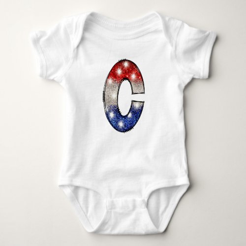 All American Baby Letter C _ July 4th USA Baby Bodysuit