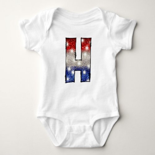 All American Baby Letter H _ July 4th USA Baby Bodysuit