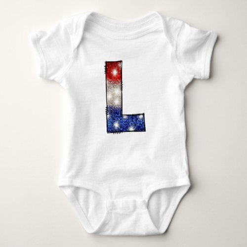 All American Baby Letter L _ July 4th USA Baby Bodysuit