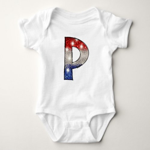 All American Baby Letter P _ July 4th USA Baby Bodysuit