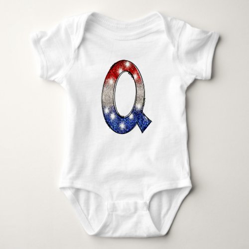 All American Baby Letter Q _ July 4th USA Baby Bodysuit