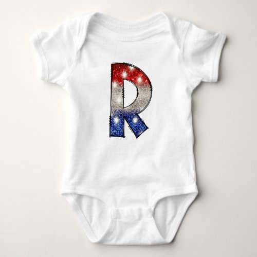 All American Baby Letter R _ July 4th USA Baby Bodysuit