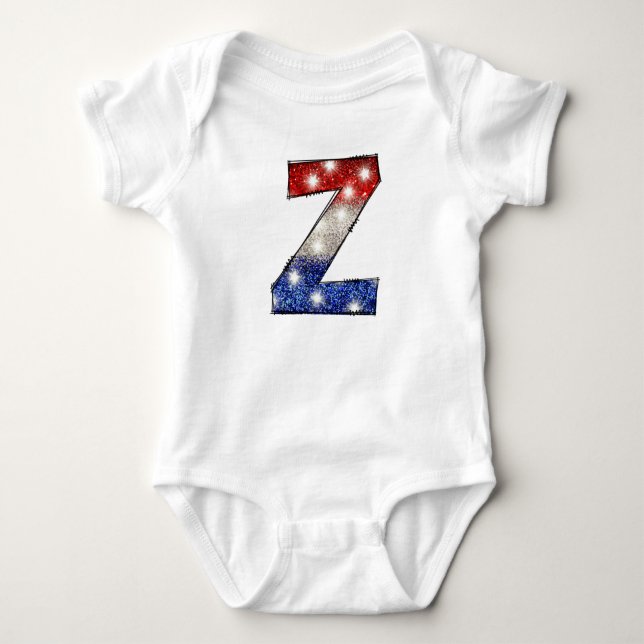 All American Baby Letter Z - July 4th USA Bodysuit (Front)