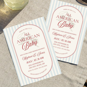 All American Baby Shower Invite, Patriotic Fourth  Invitation