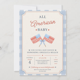 All American Baby Shower Patriotic 4th of July Invitation