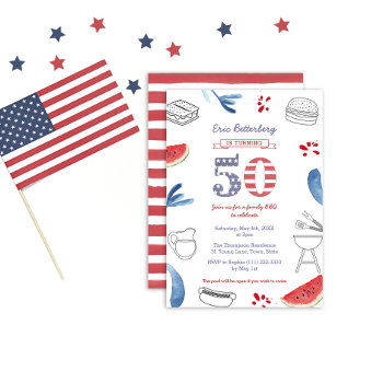 All-american Bbq Grill 50th Birthday Party  Invitation by DulceGrace at Zazzle