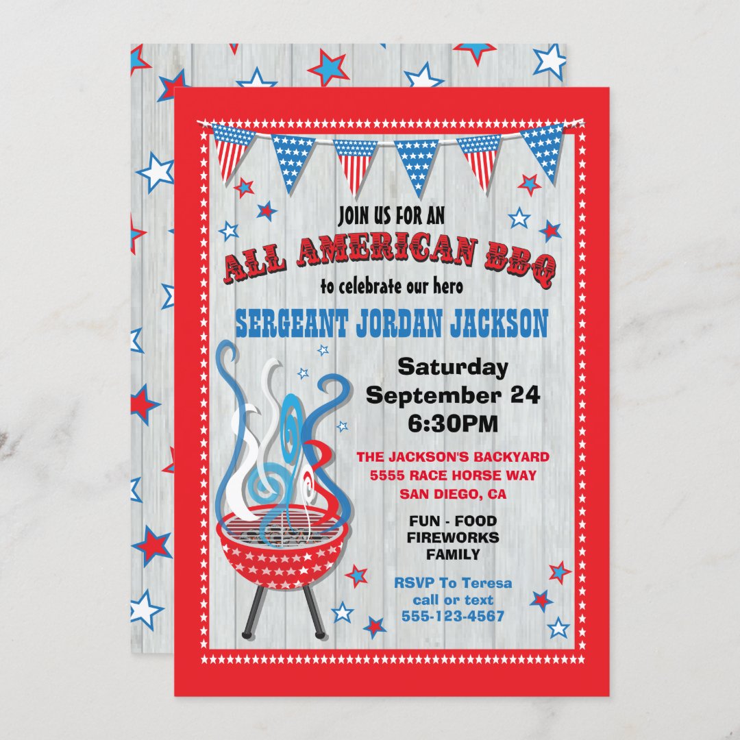 All American Bbq Party Invitation 