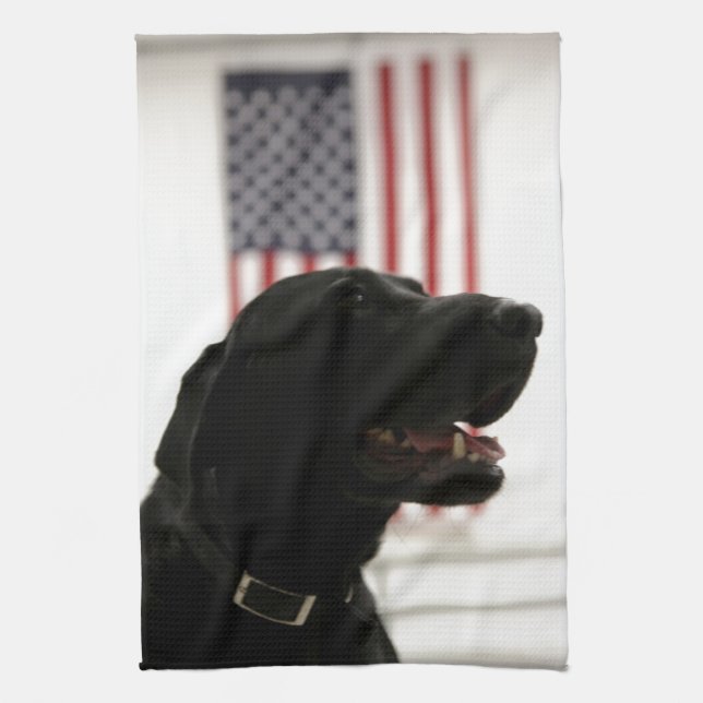 All-American Black Labrador Retriever Kitchen Towel (Vertical)