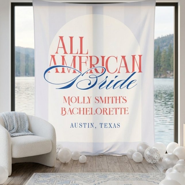 All American Blue Stripe Bachelorette Banner Tapestry (All American Blue Stripe Bachelorette Banner Tapestry)