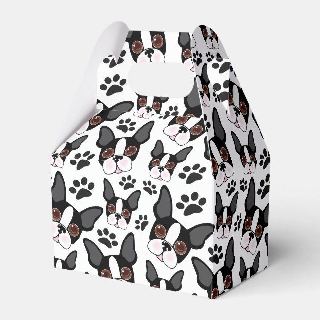 All American Boston Terrier Pet Puppy Dog Favor Boxes (Front Side)