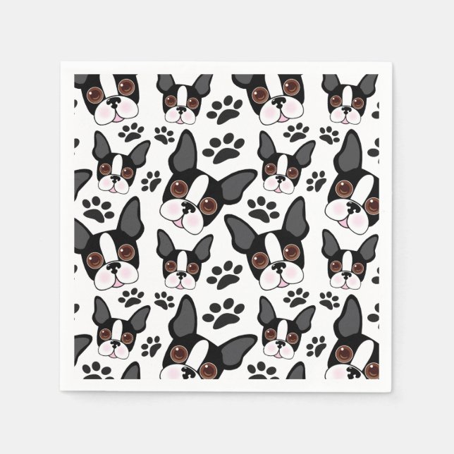 All American Boston Terrier Pet Puppy Dog Napkins (Front)