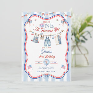 All American Boy 1st Birthday Invitation