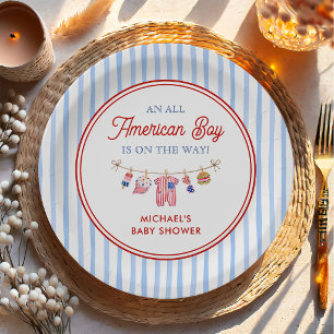 All American Boy 4th July Baby Shower  Paper Plates