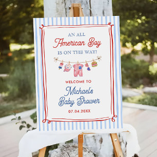 All American Boy 4th July Baby Shower Welcome Foam Board