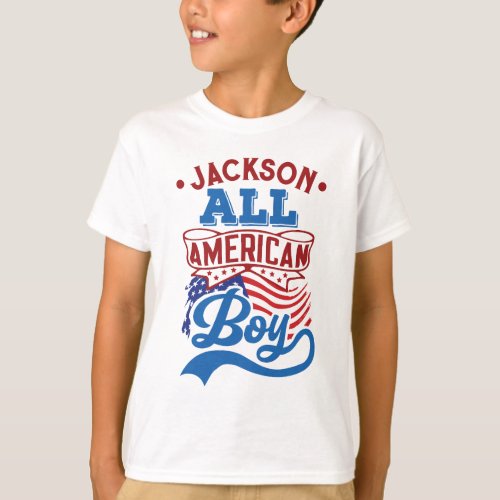 All american boy 4th july patriotic family naming T_Shirt