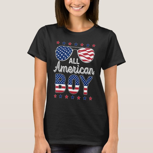 All American Boy 4th of July American Sunglasses F T-Shirt (Front)