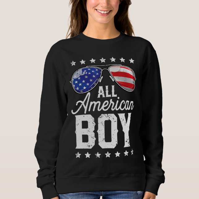 All American Boy 4th of July Boys Kids Sunglasses  Sweatshirt (Front)