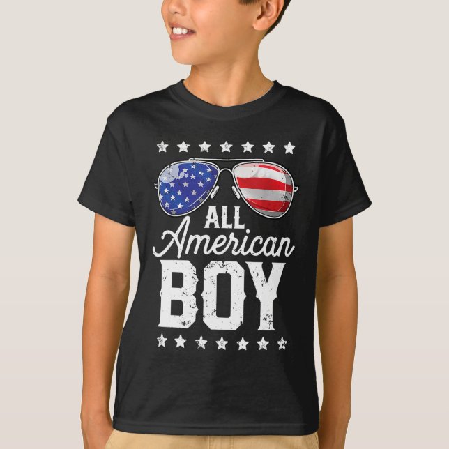 All American Boy 4th of July Boys Kids Sunglasses  T-Shirt (Front)