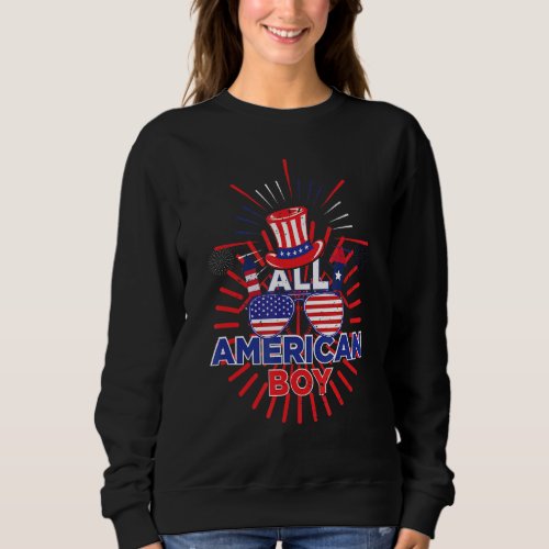 All American Boy 4th Of July Sam Hat Patriotic Fla Sweatshirt