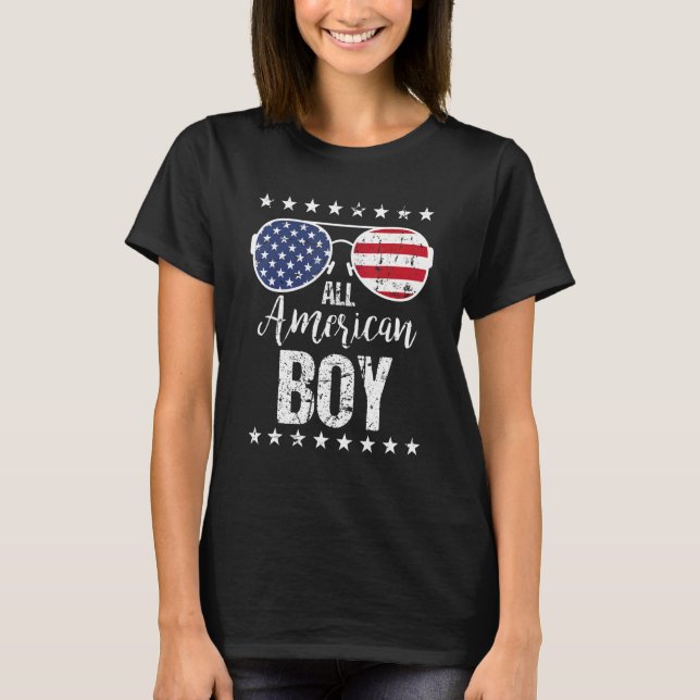 All American Boy 4th Of July Sunglasses Boys Kids  T-Shirt (Front)