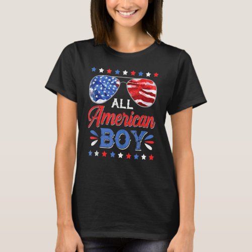 All American Boy 4th Of July Us Flag Boys Kids Sun T_Shirt