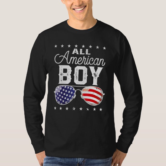 All American Boy 4th Of July USA Sunglasses Family T-Shirt (Front)