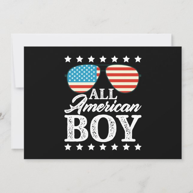 All American Boy 4th Of July USA Sunglasses  Invitation (Front)