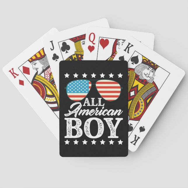 All American Boy 4th Of July USA Sunglasses  Poker Cards (Back)