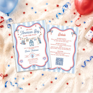 All American Boy Baby Shower All In One Invitation