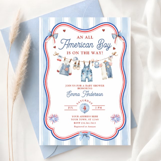 All American Boy Baby Shower Invitation (Creator Uploaded)