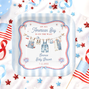 All American Boy Baby Shower Paper Plates
