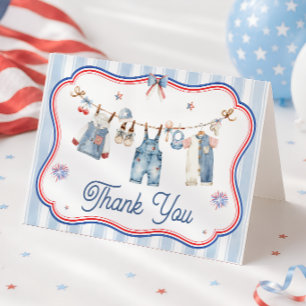 All American Boy Baby Shower Thank You Card