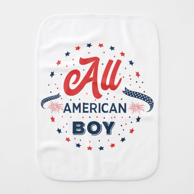 All American Boy Badge Burp Cloth (Front)
