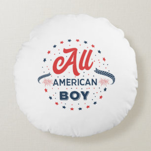 All American Boy Badge Round Pillow